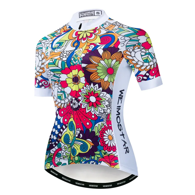 Weimostar Flower Cycling Jersey Women Pro Team Bicycle Clothing Summer Bike mtb Jersey Quick Dry Cycling Shirt Maillot Ciclismo