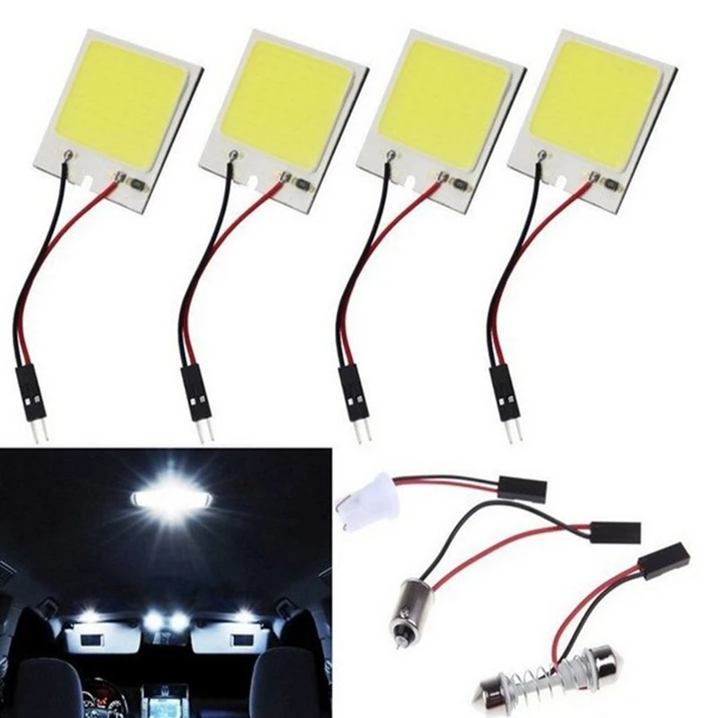 

100 X Dome W5W COB 48 Chip LED Car Interior Light T10 194 Festoon Adapter led Car Vehicle smd Panel Auto car light white