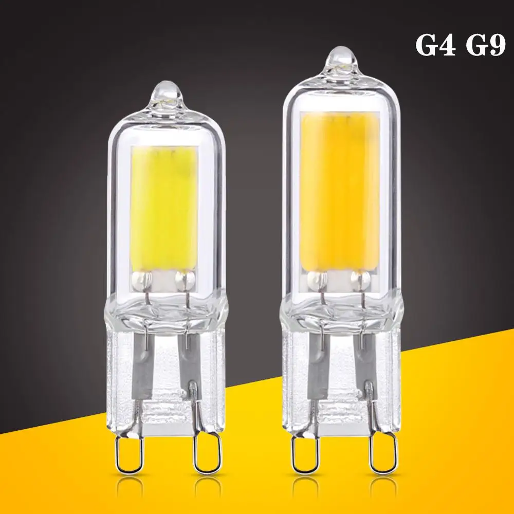 

G9 COB LED Light Bulb 6W 9W 12W Glass G4 Lamp 12V 220V G9 LED Spot Light for Pendant Lighting Fixture Home Lighting Chandeliers