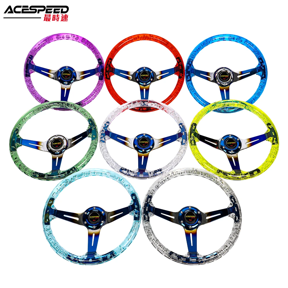 14 Inch/345mm Acrylic Steering Wheel JDM Sport Racing Car/PC Game Drift Control Steering Wheel