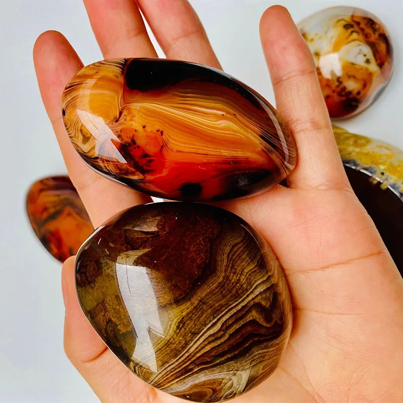 1pc 10-120g Natural Sardonyx Agate Stone Silk Agate Polished Mineral Specimen Reiki Healing Stone Fish Tank Aquarium Decorations