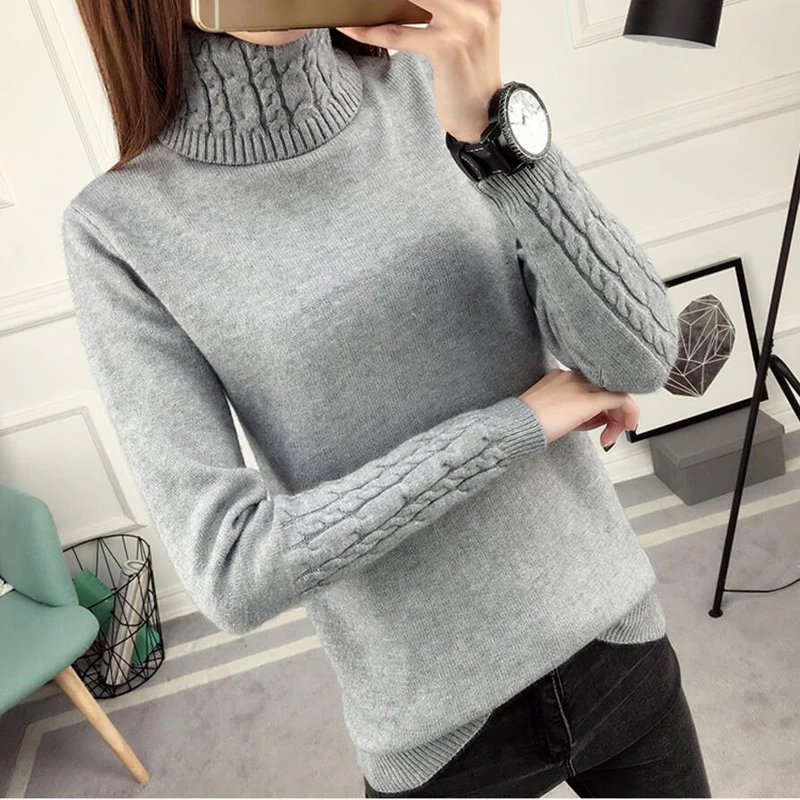 Autumn Winter Solid Cashmere Sweater Women Knitted Long Sleeve Turtleneck Sweaters Women Slim Fit Basic Pullovers 2024