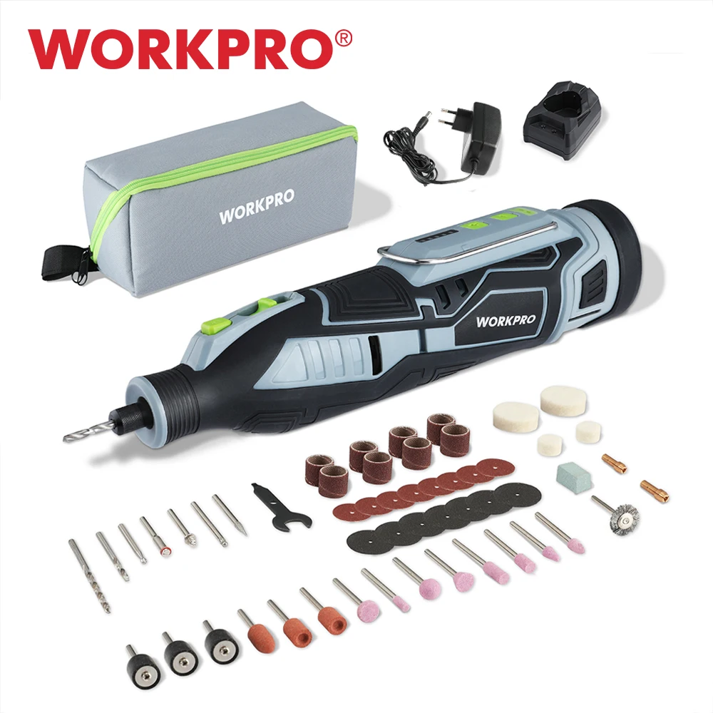 WORKPRO 12V Cordless Rotary Tool Kits With 114PC Rotary Accessories Kit 5-Speed Adjustable Multi-use Tool Carving Engraving