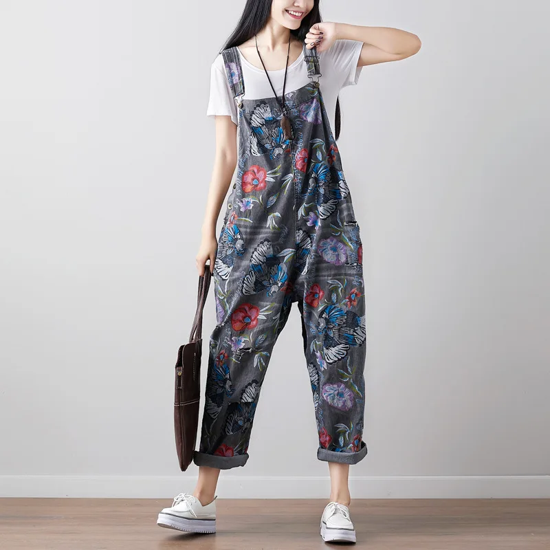 Max LuLu Korean New Fashion Style Summer Womens Vintage Printed Overalls Ladies Casual Denim Pants Female Punk Ripped Trousers