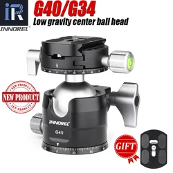 INNOREL G34/G40 Professional Low Profile Gravity Center Double Panoramic Tripod Ballhead add Universal Q.R.Plate for DSLR Camera