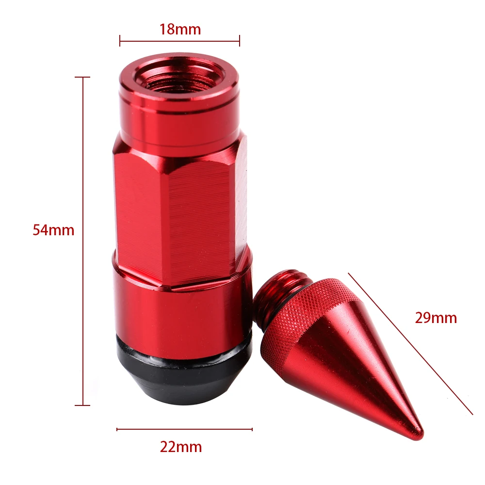 Racing Composite Lug Nuts Anti Theft Alloy Aluminum Lock Wheel Lug Nut With Spikes 20PCs nuts/set