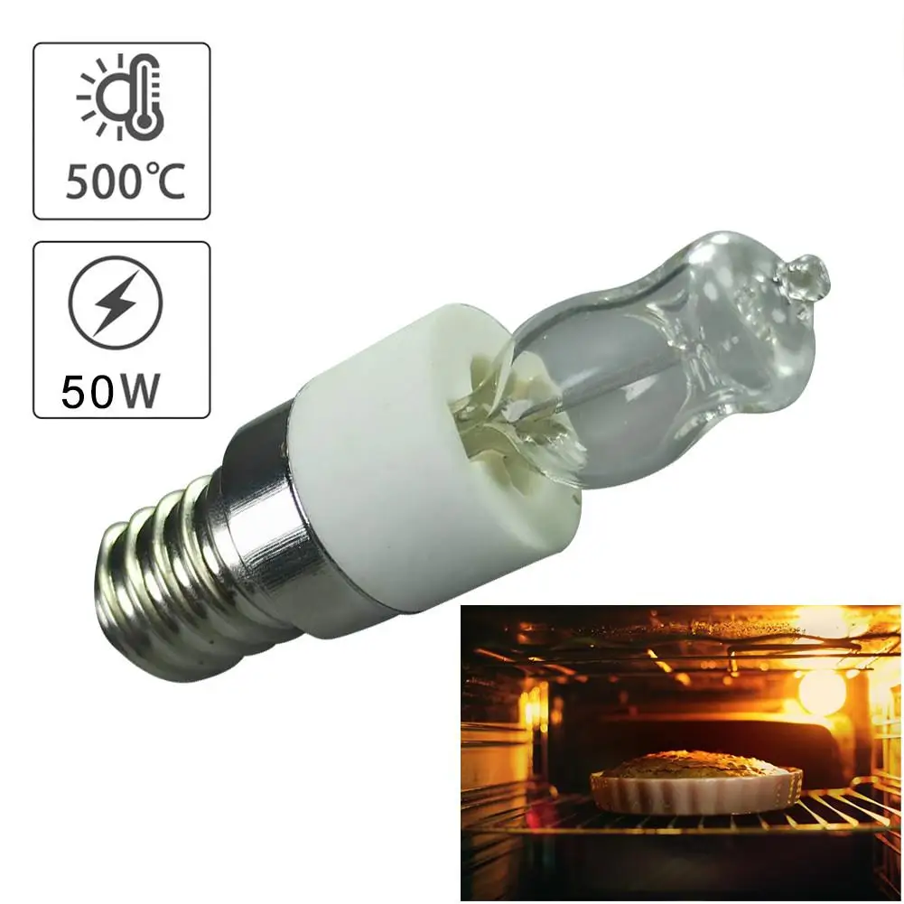 Ampoule de four halogène 40W/50W E14, 110V/220V, haute température 500 ℃   Ampoule résistante au micro-ondes pour sèche-linge sûr