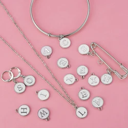 10-26pcs/Lot Rhodium Letter Charms Enamel Charms Alphabet Initial Letter Handmade Pendant For Diy Bracelet Jewelry Making