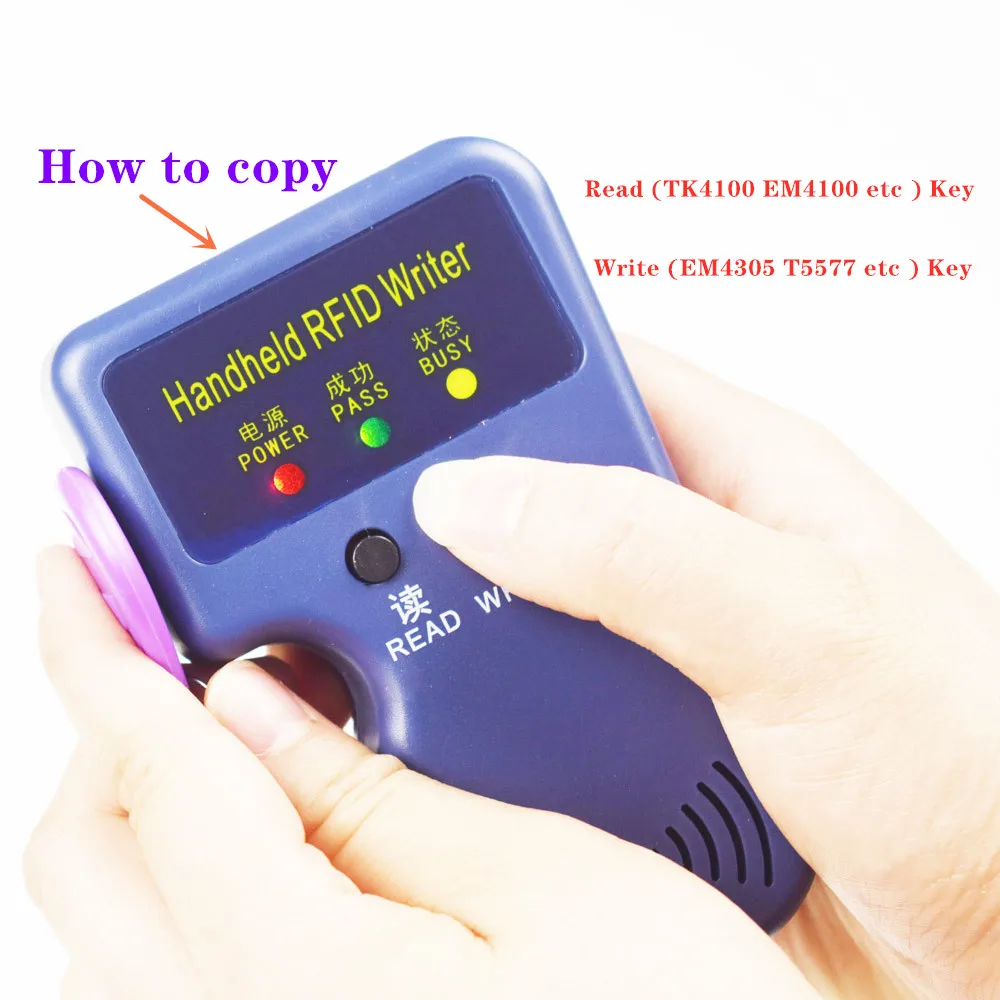 Handheld 125KHz RFID Duplicator Copier Writer Programmer Reader  EM4305 T5577 Rewritable+ 5 Rewritable Tags