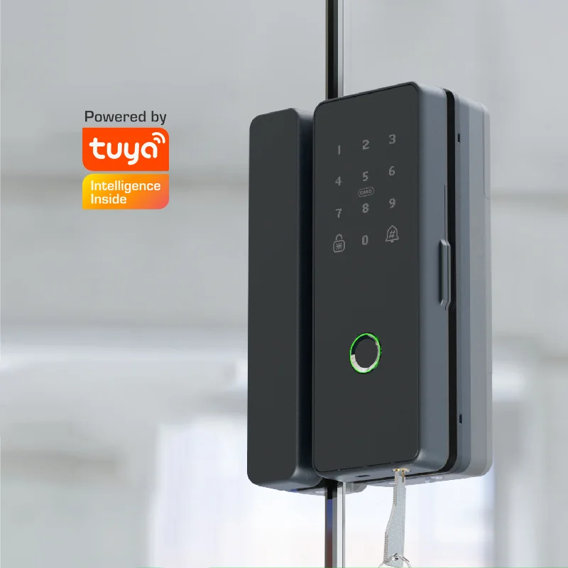 

Tuya wifi unlock smart sliding glass door lock electronic office security IC card digital fingerprint door lock with keys unlock