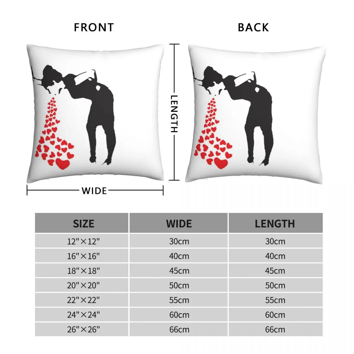 Lovesick Banksy Square Pillowcase Polyester Linen Velvet Printed Zip Decor Sofa Seater Cushion Cover