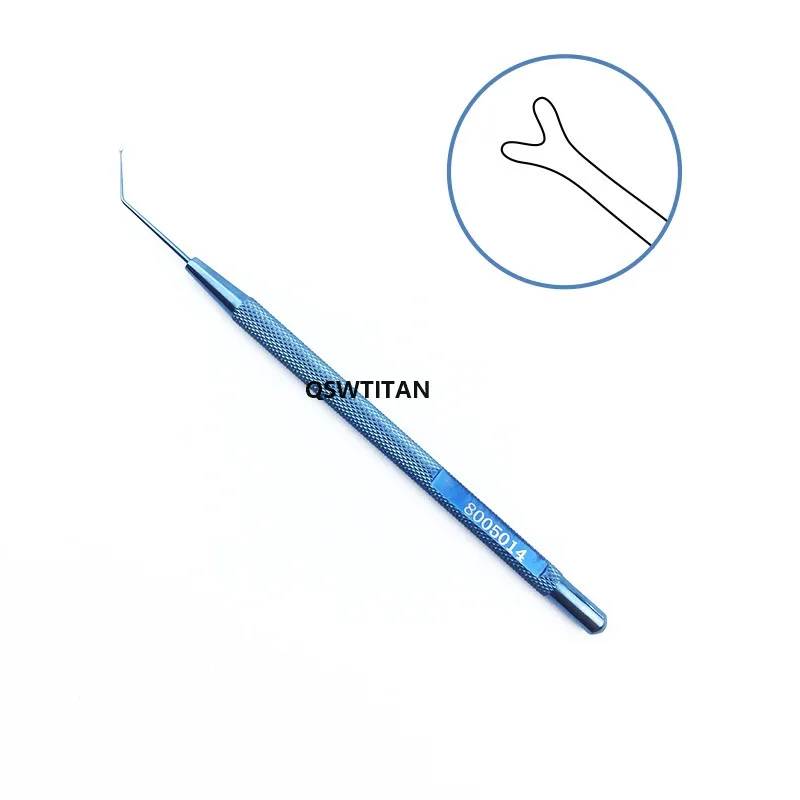 Titanium Jaffe-Bechert Lens Nucleus Rotator Blunt forked tip  Angled Veterinary Ophthalmic Surgical Instruments