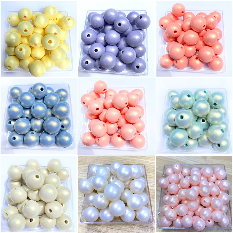 Colorful Acrylic Round Beads 6mm Plastic Lucite Ice Cream Pearl Colors Loose Jewelry Necklace Bracelet Beading Material