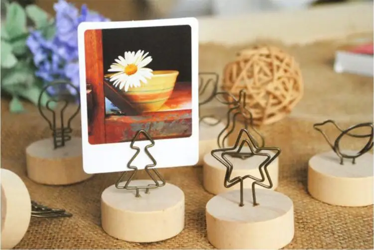 Wood Stand with Clip Wedding Wooden Photo Clip Card Holder Table Stand Number Memo Stand  SN2469