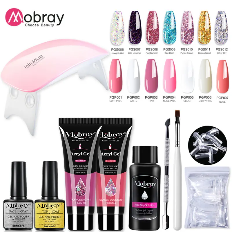 

Mobray UV Poly Nail Gel Extension Nail Kit All For Manicure Set Acrylic Solution UV/LED Building Gel Polish For Nail Art Design