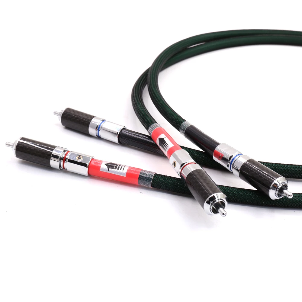 1 쌍 HiFi 6N OFC 오디오 케이블 상호 연결 케이블, 로듐 도금 RCA - RCA 수 커넥터