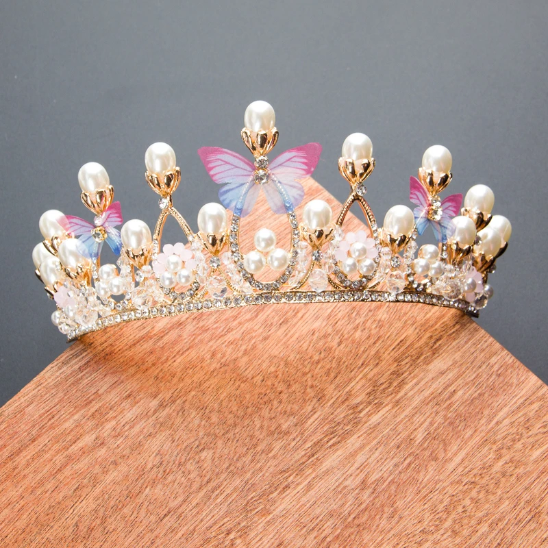 CC Crown for Women Wedding Hair Accessories Bridal Hairband Engagement Tiaras and Crowns Children Headdress Butterfly Shape YQ16