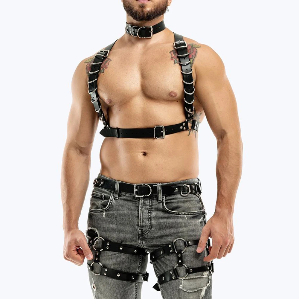 Men PU Leather Harness Jockstrap Body Harnesses Bulldog Harness Sissy Men Fetish Harness Men Bondage Harness Gay Harness Rave