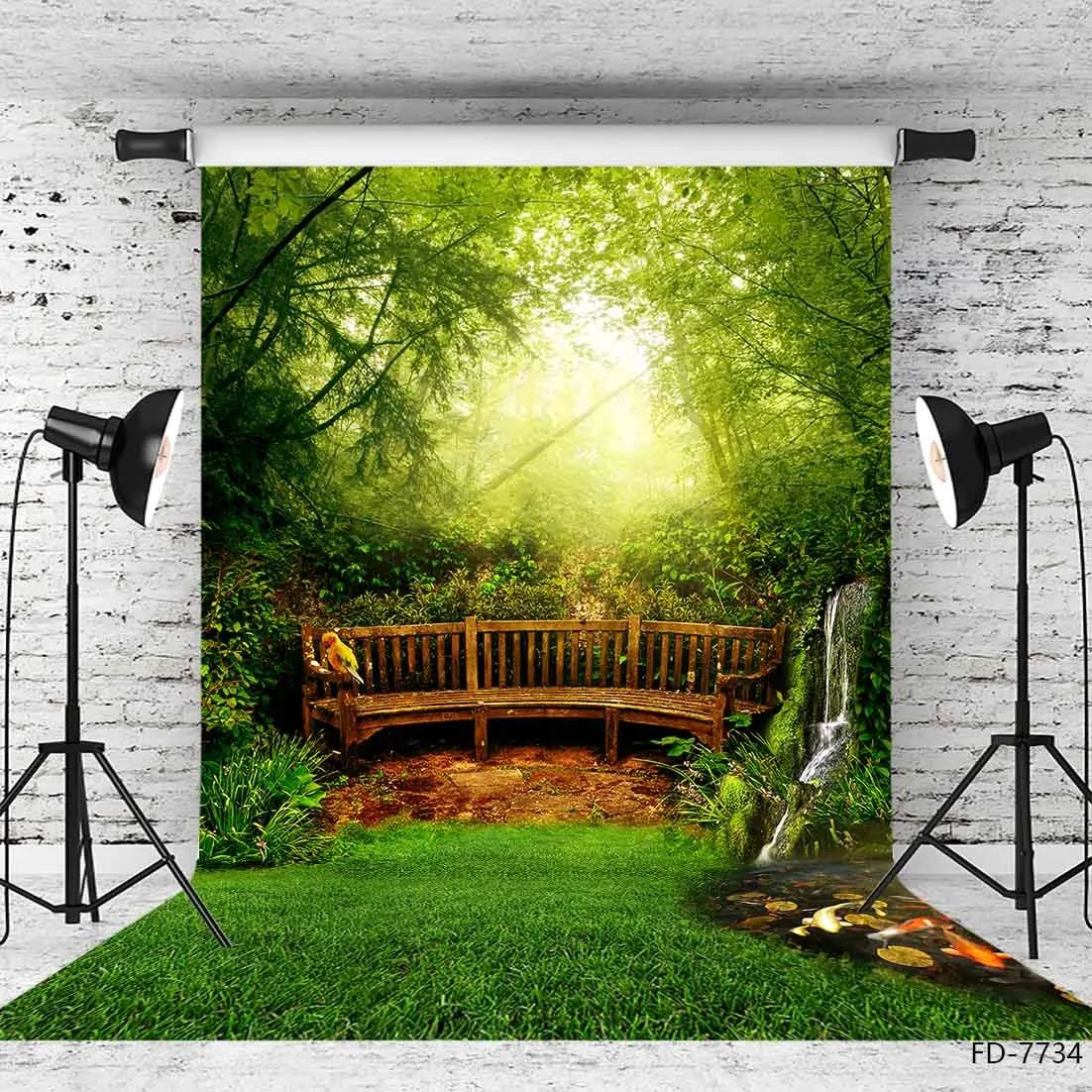 Forest Bench Green Grassland Photography Backdrop Customized Fond Background for Baby Children Portrait Photocall Photo Studio