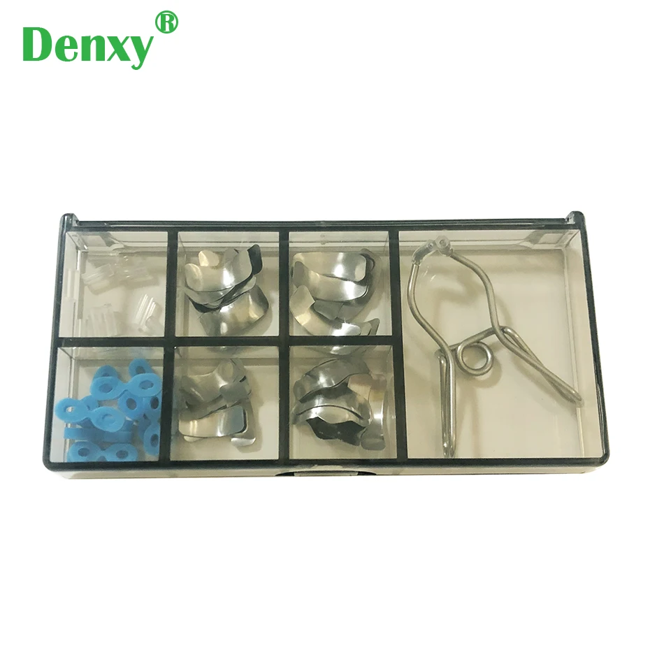 60pcs/box Denxy High-Quality With Spring  Dental Saddle Contoured Metal Matrices Matrix Clip Universal Kit