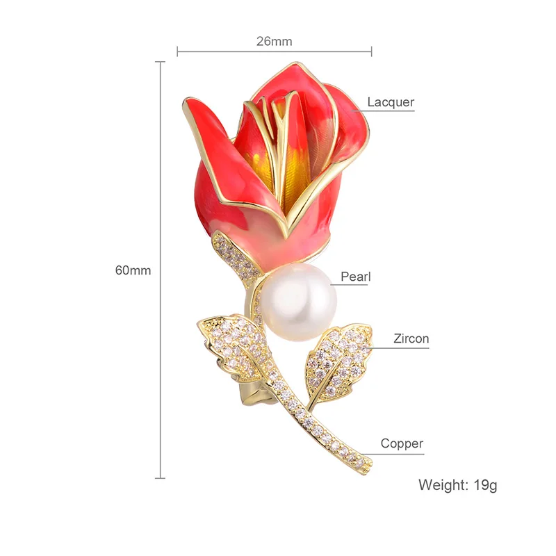 Hongye Gold Farbe Rose Zirkon Kupfer Perle Broschen Pins Für Frauen Pullover Party Braut Hochzeit Edlen Schmuck Neue Mode