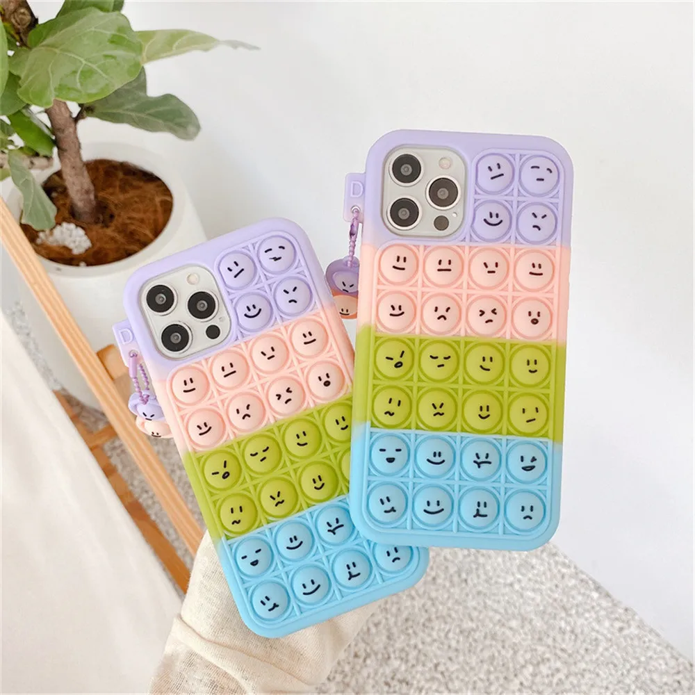 For Xiaomi 8 9 10 Pro CC9 11 K20 9T K30 K30i Fidget Toys Push Bubble Phone Cases Cover For Redmi Note 7 8 9 Pro 5G K40 Note 9 9S