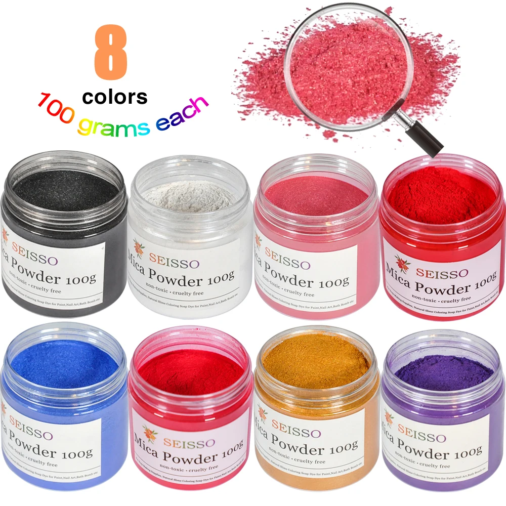 SEISSO 50/100g Mica Powder Epoxy Resin Pigment Glitter Powder  Handmade Soap Making Pigment for Eyeshadow and Lips Makeup Dye