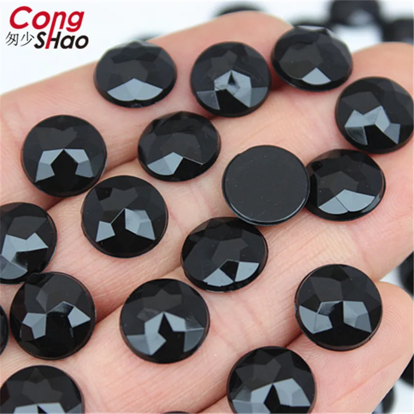 100Pcs 12mm Round Acrylic Rhinestones Applique Stones And Crystals Flat Back Beads DIY Wedding Dress Crafts Accessories 8Y91