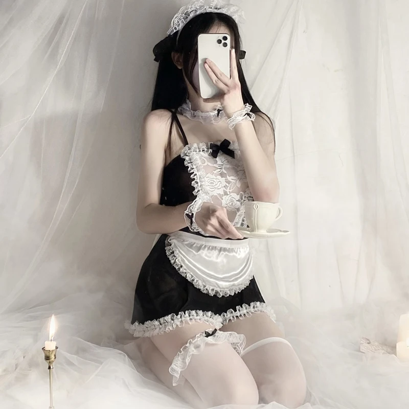 

Lovely Sexy Costume Babydoll Dress Uniform Erotic Lingerie Role Play Women Lingerie Cosplay French Apron Maid Servant Lolita