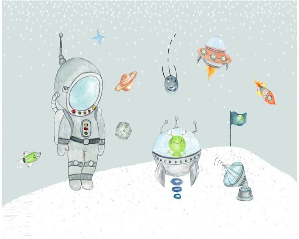 Custom wallpaper Hand painted space universe children room background wall mural Cartoon 3d wallpaper papier peint