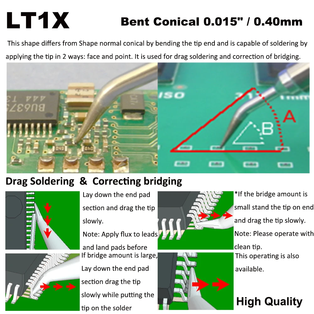 Weller LT1X Bent 0.4mm Soldering Tips for WP80 WSP80 WSFP8 WD1000 WD2000 WSD81 WS81 WSF81D8 WS81D5 Handle Iron Welding Bit