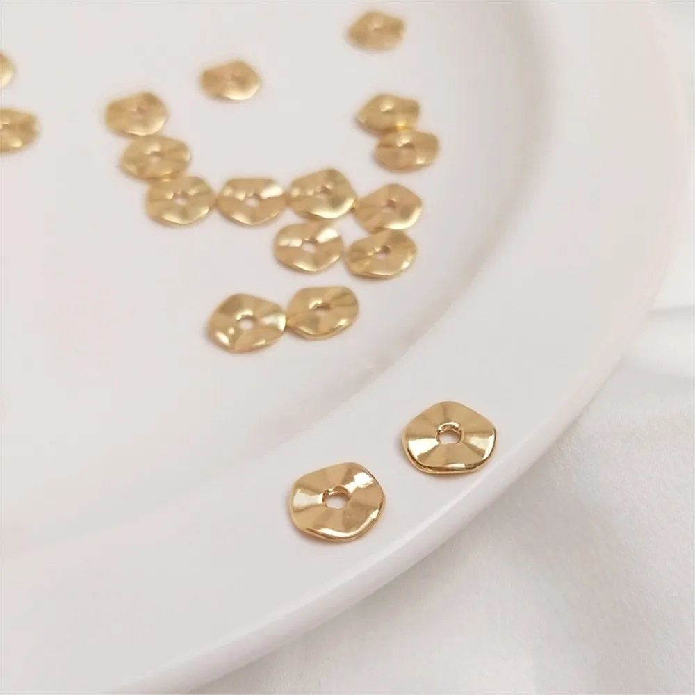 14K Gold Plated Wave round plate gold plated spacer hand DIY string jewelry bracelet accessories material