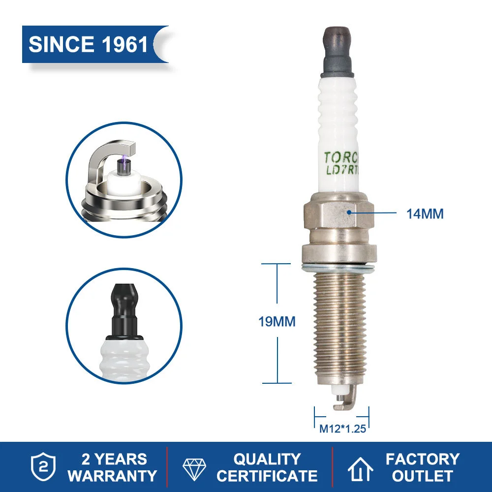 Candle Replacement for LZKAR7D-DE Spark Plug Torch LD7RTC Fit for ZHENGZHOU Succe 1.6L HR16 2014 Engines Component