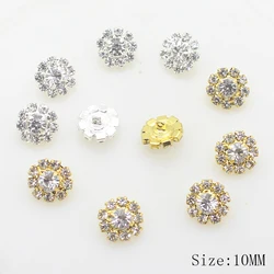 10MM raccordi in metallo 10 pz/lotto strass pulsante artigianato materiali per cucire fai da te decorazione di cerimonia nuziale abbellimento fibbia