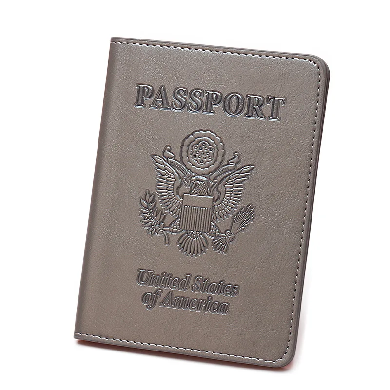 US Passport Cover Personalised PU Leather Women USA American Passport Holder Case Men Travel Document Case