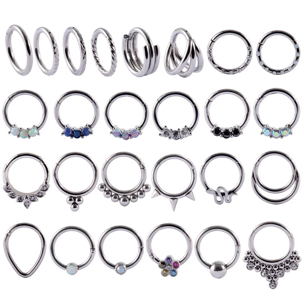 1pcs Stainless Steel Septum Clicker Hoop Ring Nose Labret Ear Tragus Cartilage Daith Helix Earrings Studs Body Piercing Jewelry