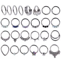 1pcs Stainless Steel Septum Clicker Hoop Ring Nose Labret Ear Tragus Cartilage Daith Helix Earrings Studs Body Piercing Jewelry