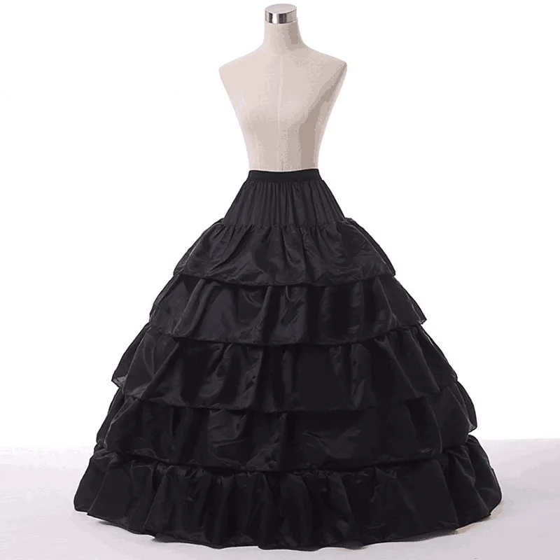 Petticoat For Wedding Dresses 5 Layers Women Underskirt White Black jupon crinoline  hoop skirt