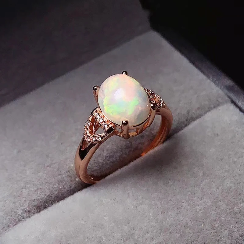 CoLife Jewelry Australia Opal Ring for Daily Wear 8mm*10mm Natural White Opal Ring Classic 925 Silver Gemstone Ring