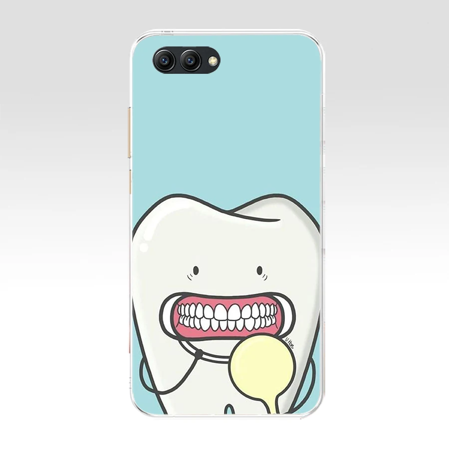 66SD  Cartoon Dentist Dental Crowned Teeth Soft Silicone Tpu Cover Case for  Honor 10 huawei p mate 10 20 lite y5 y6 prime 2018