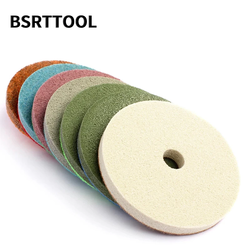 BSRTTOOL 5 Inch 7Pieces Sponge Diamond Polishing Pad For Marble Granite Concrete Floor Polishing Grinding