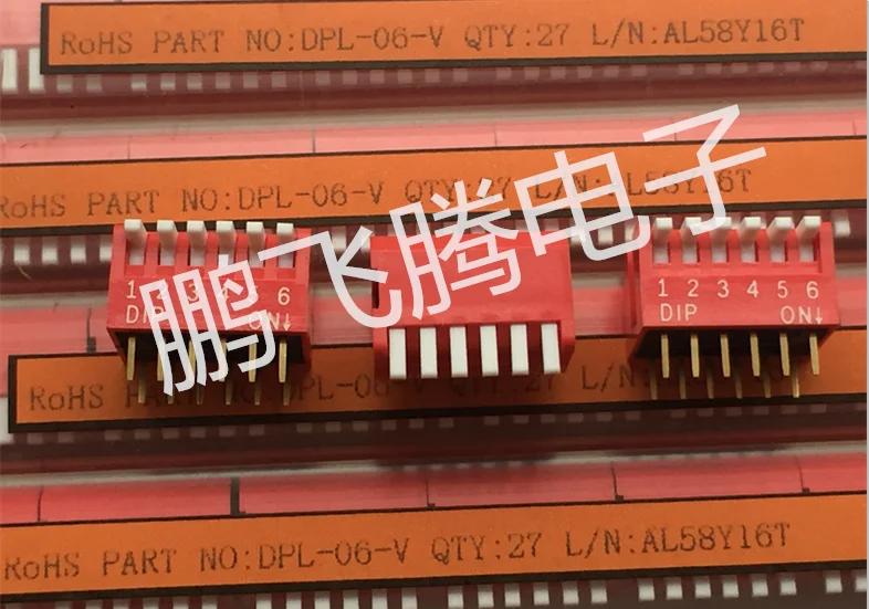 1Pcs DPL-06-V Taiwan Yuanda Dip Wijzerplaat Code Schakelaar 6-Bit Type Sleutel Side Dial Code Rechte Plug 2.54 pitch Rood 6P