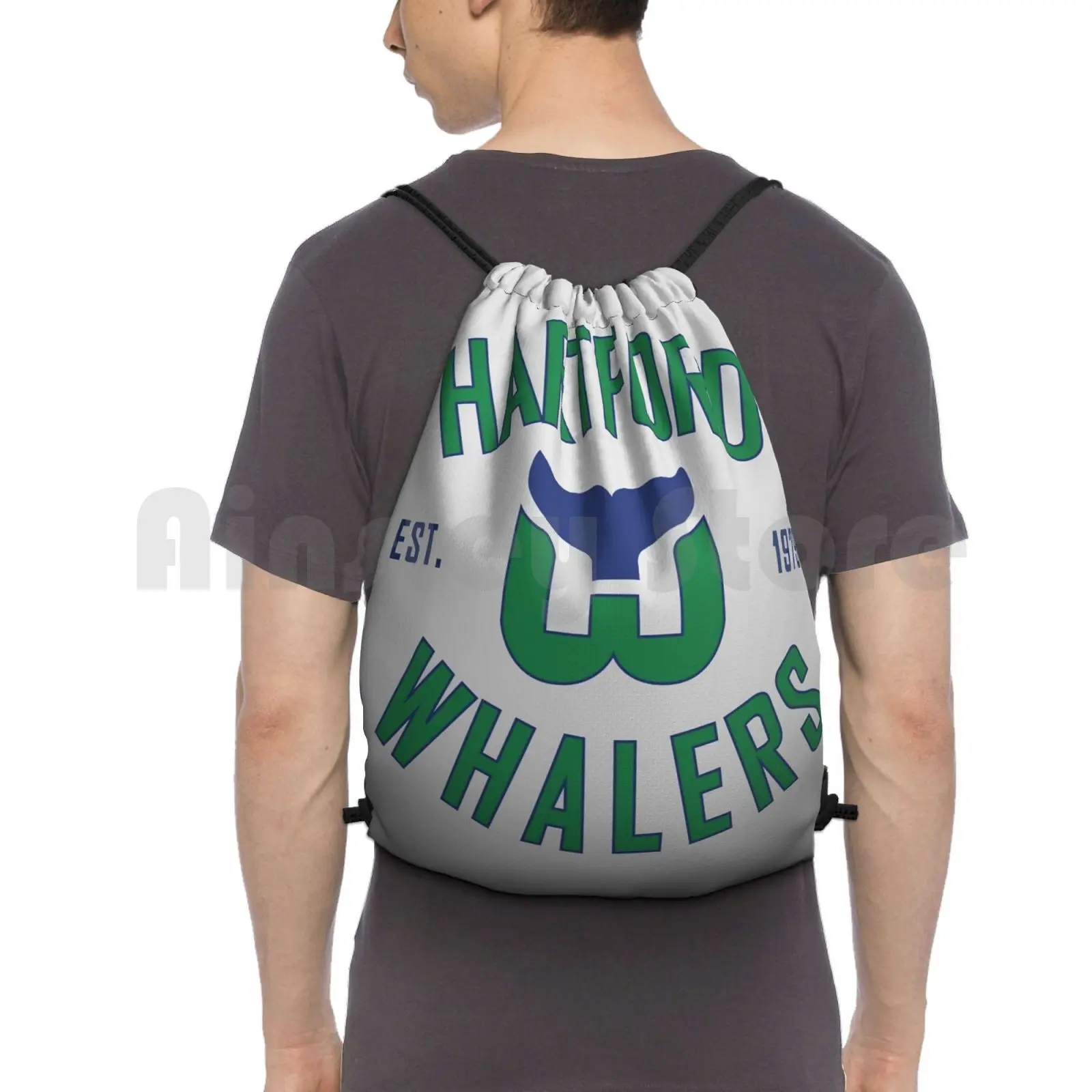 Whalers Ct Backpack Drawstring Bag Riding Climbing Gym Bag Hockey Puck Stick Whalers National Hockey League Ice Ice Hockey