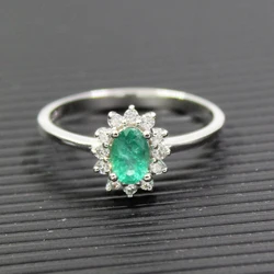 Classic Diana Princess Wedding Ring Natural Emerald Gemstone Ring 4*6mm 0.5 Ct Emerald Solid 925 Sterling Silver Emerald Jewelry
