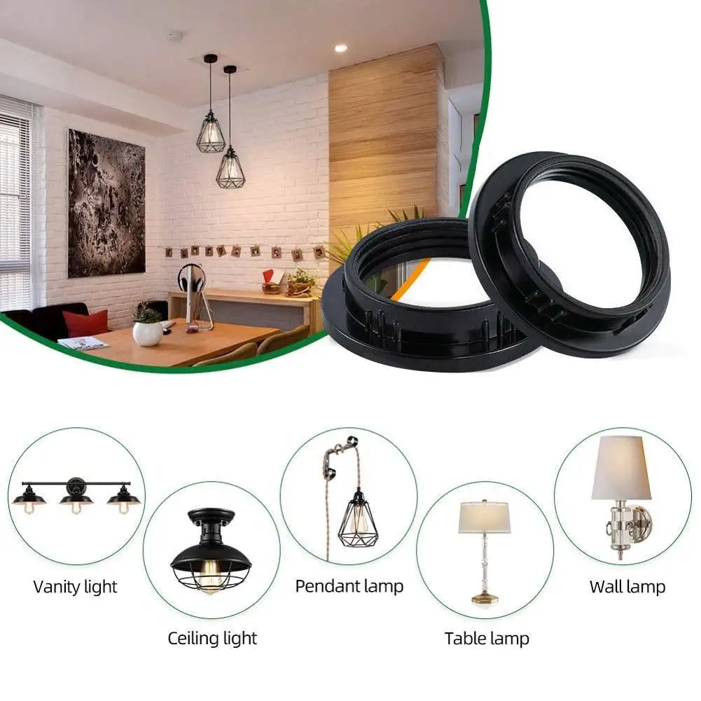 E27 Lampshade Adapter Black/White Light Shades Adaptor Shade Accessories Collar Holder Lamp Bulb Z3E0