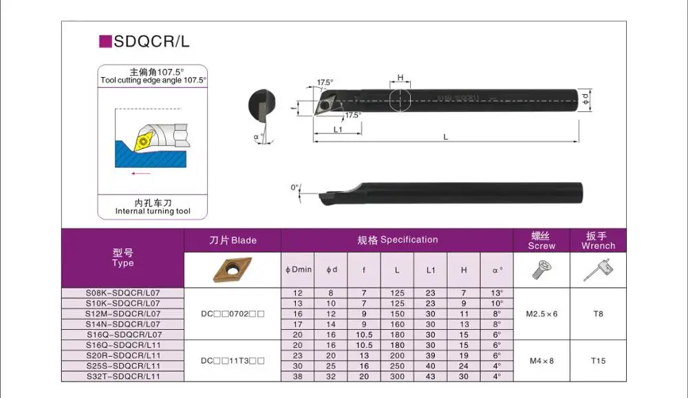 BEYOND Al di LÀ di S10K-SDQCR07 S12M-SDQCR07 S16Q-SDQCR07 S20R-SDQCR11 Cnc Tornitura Interna Tornio Foro Taglierina noioso bar SDQCR per DCMT 11T308-