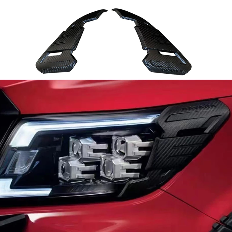 

Carbon Fiber Color Headlight Cover ABS Decorative Protection Head Light Lamp Cover Fit For For Nissan Navara Np300 2020-2022
