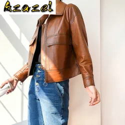 2020 Women's Genuine Sheepskin Coat Female Vintage Korean Real Leather Jacket Women Spring Autumn JX-5062 KJ4870