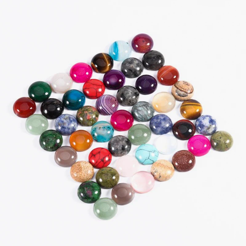 Louleur 10pcs/lot Natural Stone Cabochon 4 6 8 10 12mm 25 Patterns for DIY Ring Earring Bracelet Necklace Making Jewelry Finding
