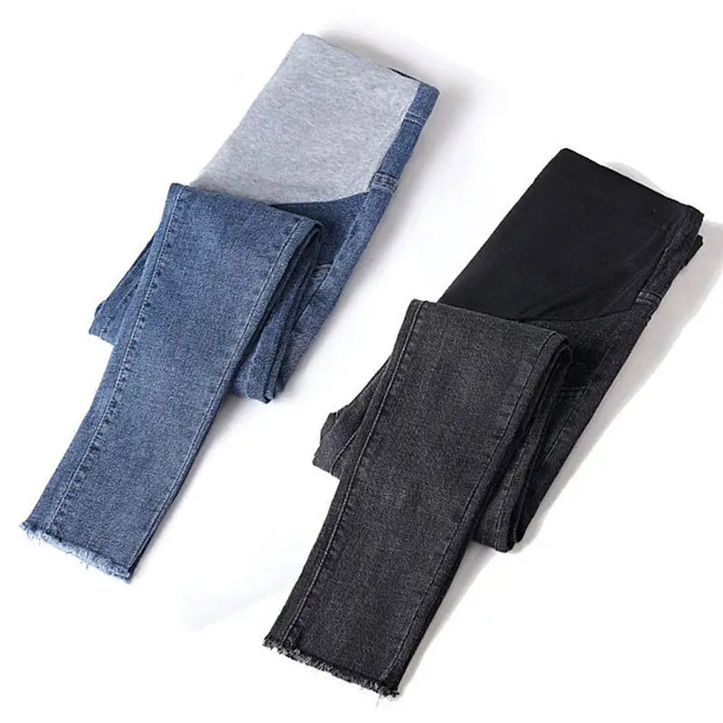 Gravidez comprimento estiramento lavado denim jeans maternidade verão moda lápis calças roupas para grávidas calças de gravidez